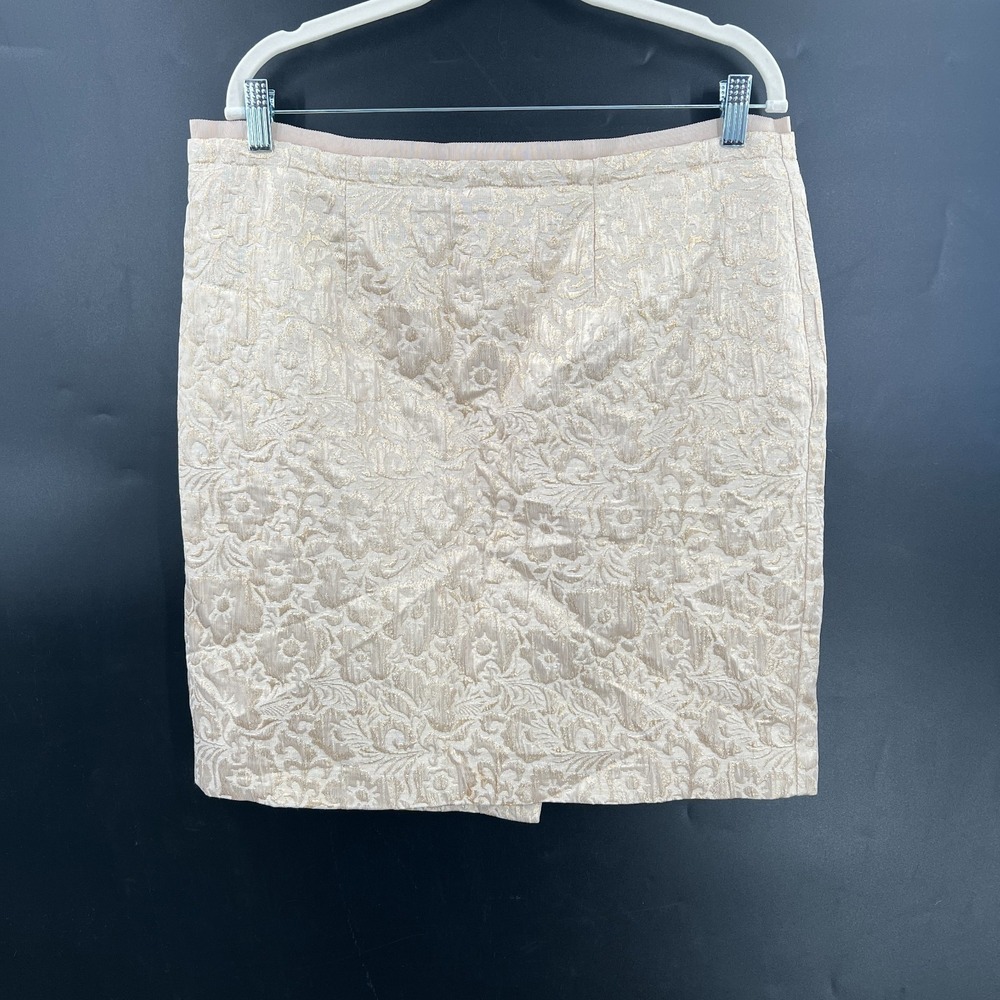 LOFT‎ metallic jacquard pencil knee length skirt chic elegant sophisticated 14